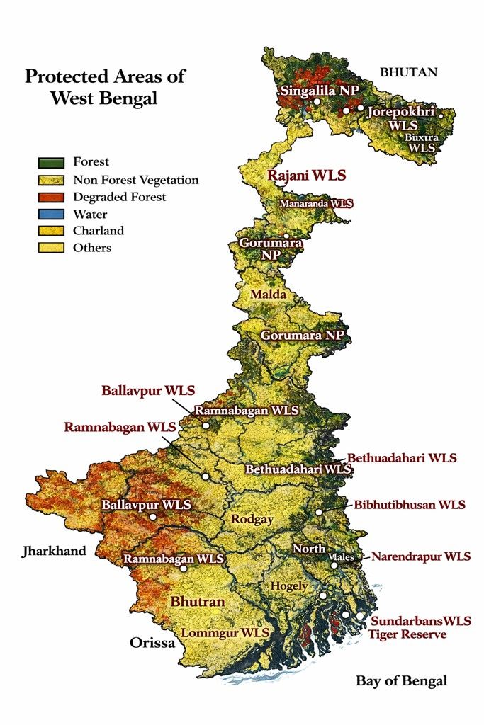 Protected areas of West Bengal map